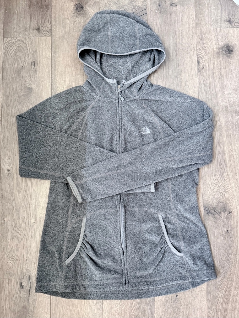 The North Face Gray Zip-Up Hooded Fleece